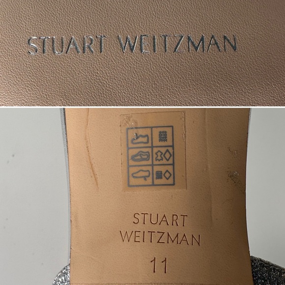 Stuart Weitzman Silver Glitter Mule Heels Size 11 | Party Wedding Shoe - Picture 9 of 13